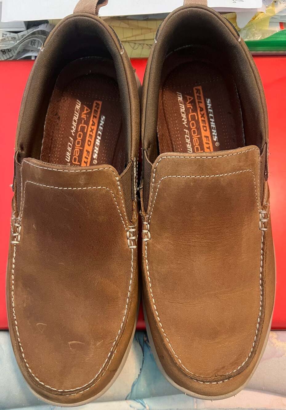 Skechers Relaxed Fit Superior Milford Brown Leather Loafers Men's Size 8